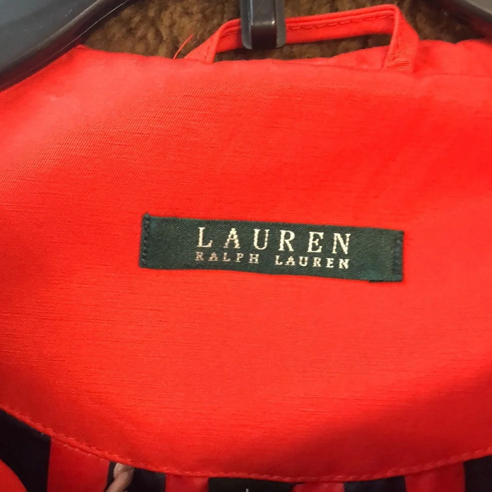 *Lauren -Ralph Lauren red hooded jacket with scarf print lining- pockets - Picture 2 of 13